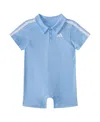 Adidas Originals Baby Boys Short Sleeve Cotton Polo Romper In Glow Blue