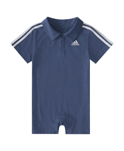 Adidas Originals Baby Boys Short Sleeve Cotton Polo Romper In Preloved Ink