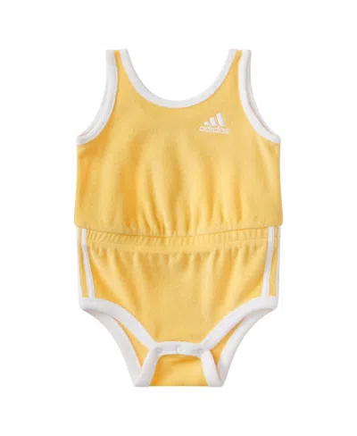 Adidas Originals Baby Girl Sleeveless Terry Cloth Romper In Yellow