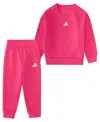 Adidas Originals Baby Girls 2-piece Long-sleeve Crewneck Sweatshirt And Joggers Set In Pink