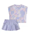 Adidas Originals Baby Girls 2-piece Printed Sleeveless Box T-shirt And French Terry Skort Set In Violet Tone