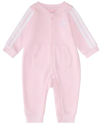 Adidas Originals Baby Girls Essentials Regular Fit Crew Neck Coverall In Pink