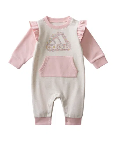 Adidas Originals Baby Girls Long Sleeve French Terry Ruffle Sleeve Coveralls In Oatmeal Heather