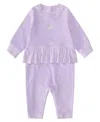 Adidas Originals Baby Girls Long-sleeve Ruffle Waist Coverall In Purple