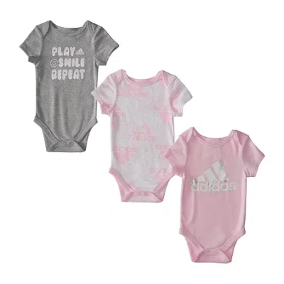 Adidas Originals Baby Girls Round Neck Short Sleeve Active 3-pc. Bodysuit In Multi