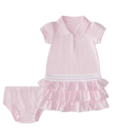 Adidas Originals Baby Girls Ruffle Polo Dress In Clear Pink