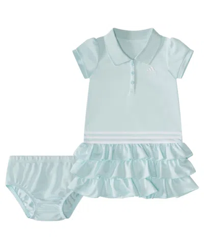Adidas Originals Baby Girls Ruffle Polo Dress In Halo Mint