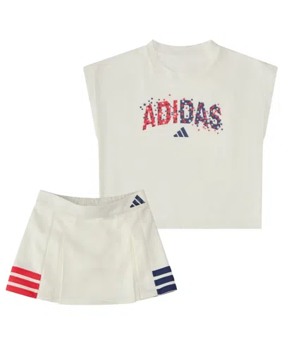 Adidas Originals Baby Girls' Sleeveless Box T-shirt And Pleated Skort, 2-piece Set In Neutral