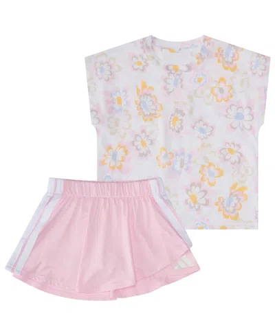 Adidas Originals Baby Girls' Sleeveless T-shirt And Skort, 2-piece Set In Pink