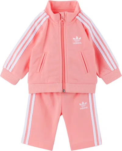 Adidas Originals Baby Pink Adicolor Firebird Tracksuit In Semi Pink Spark