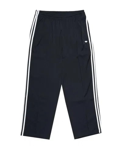 Adidas Originals Logo-embroidered Striped Shell Sweatpants In Black