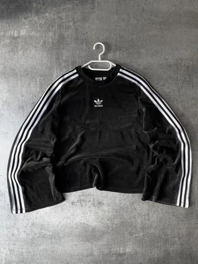 Pre-owned Adidas Originals Balenciaga Style Velvet Sweatshirt Yeezy Gap Vamp In Black