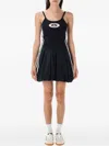 Adidas Originals Balloon-skirt Three-stripe Mini Day Dress In Black