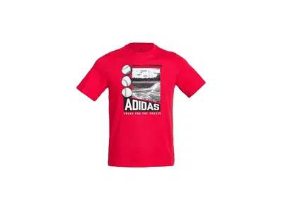 Adidas Originals Baseball Poster T-shirts (big Kid) Boy's T Shirt Pure Ruby : Lg (14-16 Big Kids), Cotton In Red