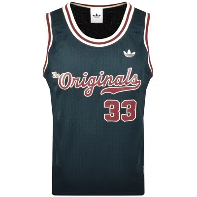 Adidas Originals Basketball Jersey Vest Green In Brown