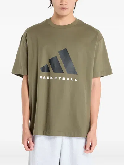 Adidas Originals Basketball Logo T-shirt In Green
