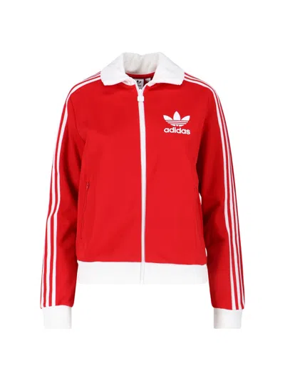 Adidas Originals 'beckenbauer' Zip Sweatshirt In Red