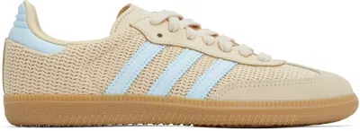 ADIDAS ORIGINALS BEIGE & BLUE SAMBA OG SNEAKERS