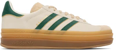 ADIDAS ORIGINALS BEIGE & GREEN GAZELLE BOLD SNEAKERS