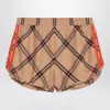 Adidas Originals Adidas By Wales Bonner Beige Shorts With Check Pattern In Cotton In White
