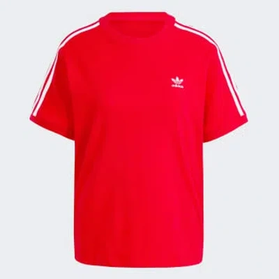 Adidas Originals Better Scarlet Originals 3 Stripe Womens T Shirt In Red