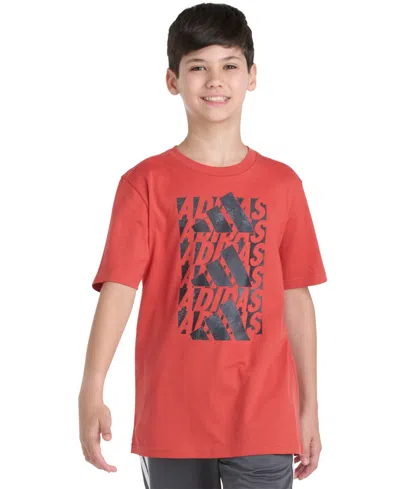 Adidas Originals Kids' Big Boys 8-20 Short Sleeve Woodland Camo Stack T-shirt In Red