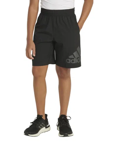 Adidas Originals Kids' Big Boys Aeroready Elastic Waistband Big Logo Woven Shorts In Black