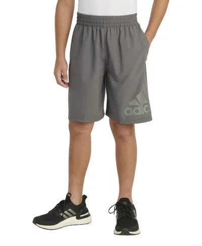 Adidas Originals Kids' Big Boys Aeroready Elastic Waistband Big Logo Woven Shorts In Grey