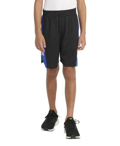 Adidas Originals Kids' Big Boys Aeroready Elastic Waistband Colorblock Shorts In Black With Blue