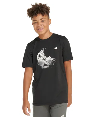 Adidas Originals Kids' Big Boys Aeroready Short-sleeve Sport Logo Graphic T-shirt In Black