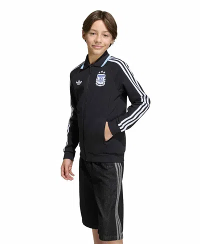 Adidas Originals Kids' Big Boys And Girls Black Argentina National Team Away Full-zip Anthem Jacket In Blue