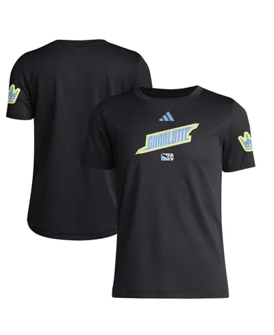 Adidas Originals Kids' Big Boys And Girls Black Charlotte Fc 2025 Archive Collection Jersey Hook T-shirt
