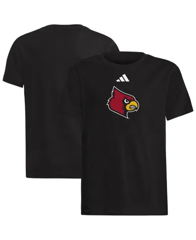 Adidas Originals Kids' Big Boys And Girls Black Louisville Cardinals 2023 Sideline Locker Room Logo Fresh T-shirt