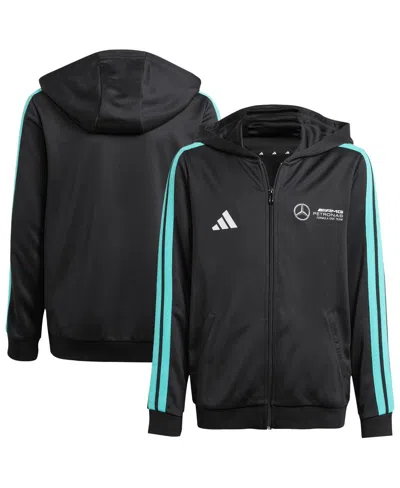 Adidas Originals Kids' Big Boys And Girls Black Mercedes-amg Petronas F1 Team Dna Alpha Skin Full-zip Track Hoodie Jacket