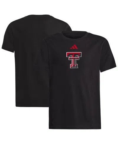 Adidas Originals Kids' Big Boys And Girls Black Texas Tech Red Raiders Logo T-shirt
