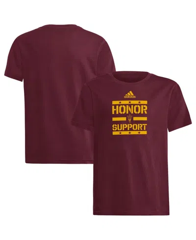 Adidas Originals Kids' Big Boys And Girls Maroon Arizona State Sun Devils Honor Support T-shirt In Brown