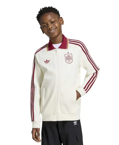 Adidas Originals Kids' Big Boys And Girls White Spain National Team Away Full-zip Anthem Jacket