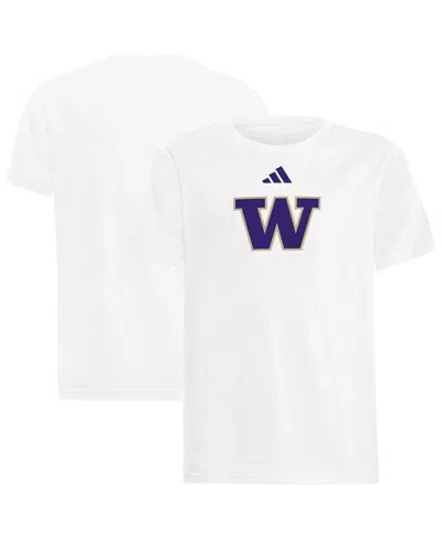 Adidas Originals Kids' Big Boys And Girls White Washington Huskies 2023 Sideline Locker Room Logo Fresh T-shirt