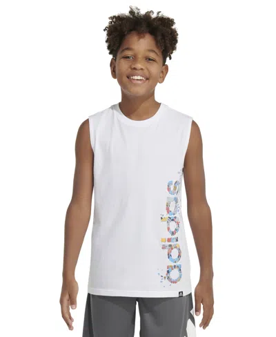 Adidas Originals Kids' Big Boys Cotton Logo Graphic Sleeveless T-shirt In White