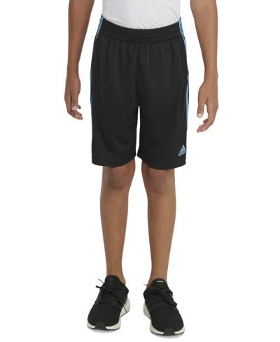 Adidas Originals Kids' Big Boys Elastic Waist 3-stripe Mesh Shorts In Black W Blue