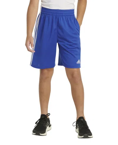 Adidas Originals Kids' Big Boys Elastic Waist 3-stripe Mesh Shorts In Semi Lucid Blue
