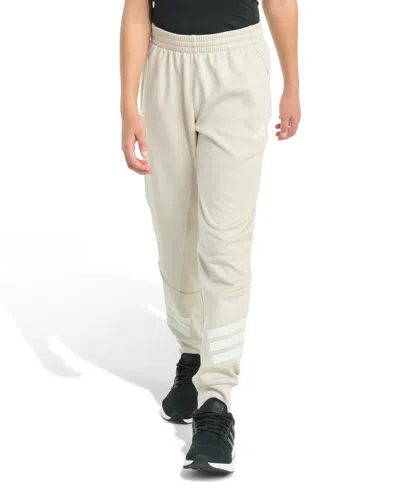 Adidas Originals Kids' Big Boys Elastic Waistband 3-stripe Jogger Pants In Neutral