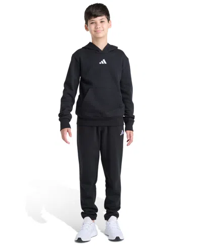 Adidas Originals Kids' Big Boys Essential Small Logo 2-piece Fleece Hoodie And Joggers Set In Black