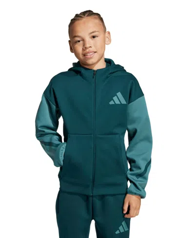 Adidas Originals Kids' Big Boys Full Zip Color Block Hoodie In Blue