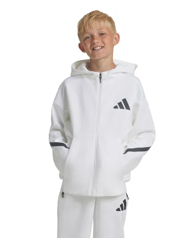 Adidas Originals Kids' Big Boys Full-zip Hooded Track Jacket In White,black