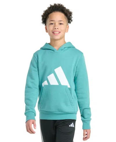 Adidas Originals Kids' Big Boys Long-sleeve Essential Big Logo Fleece Pullover Hoodie In Blue