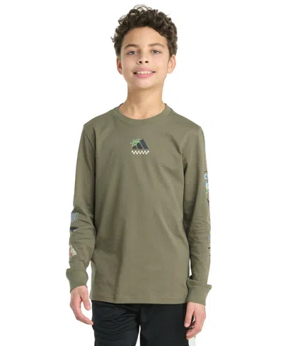 Adidas Originals Kids' Big Boys Play Your Way Long Sleeve T-shirt In Green