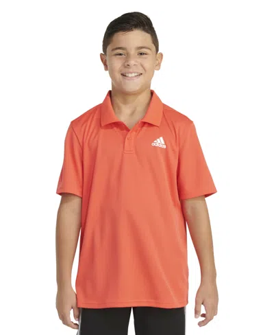 Adidas Originals Kids' Big Boys Short Sleeve 3-stripe Polyester Mesh Polo In Bright Red