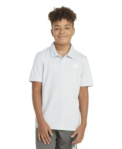 Adidas Originals Kids' Big Boys Short Sleeve 3-stripe Polyester Mesh Polo In Halo Blue