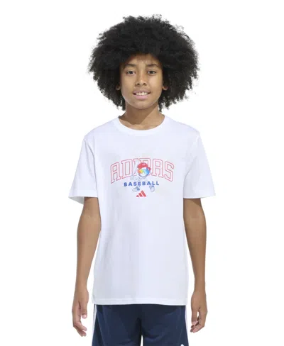 Adidas Originals Kids' Big Boys Short Sleeve Baseball Mascot T-shirt In White